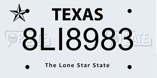 8LI8983 Texas License Plate