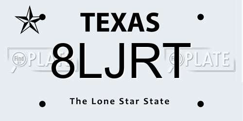 8LJRT Texas License Plate