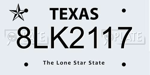 8LK2117 Texas License Plate
