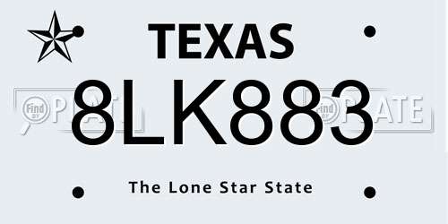 8LK883 Texas License Plate