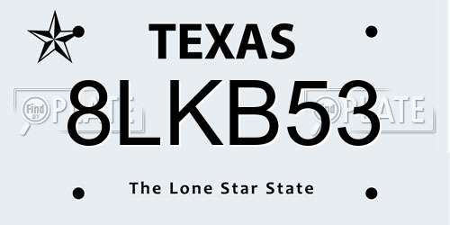 8LKB53 Texas License Plate