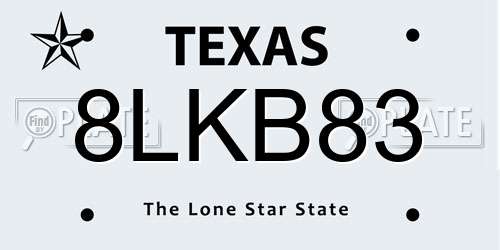 8LKB83 Texas License Plate