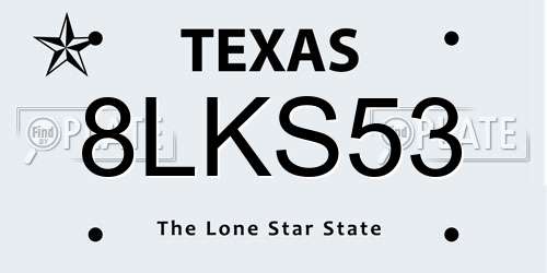 8LKS53 Texas License Plate