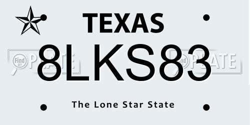 8LKS83 Texas License Plate
