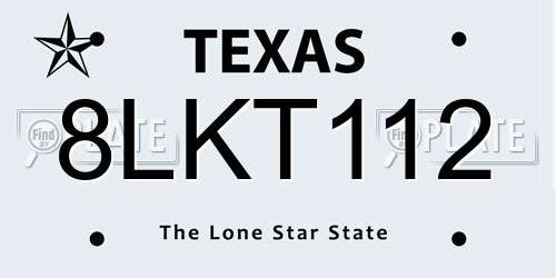 8LKT112 Texas License Plate