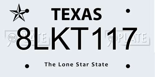 8LKT117 Texas License Plate