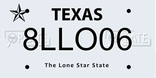 8LLO06 Texas License Plate