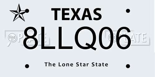 8LLQ06 Texas License Plate