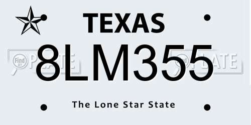 8LM355 Texas License Plate
