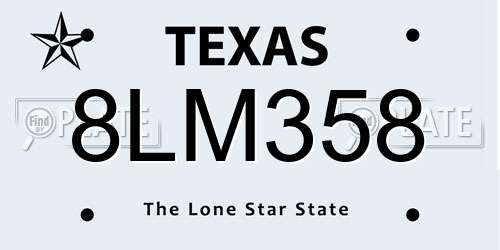 8LM358 Texas License Plate