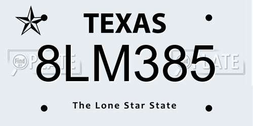 8LM385 Texas License Plate