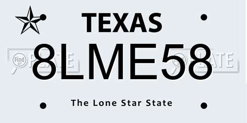 8LME58 Texas License Plate
