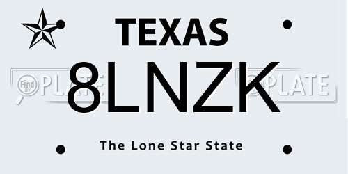 8LNZK Texas License Plate