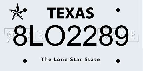 8LO2289 Texas License Plate