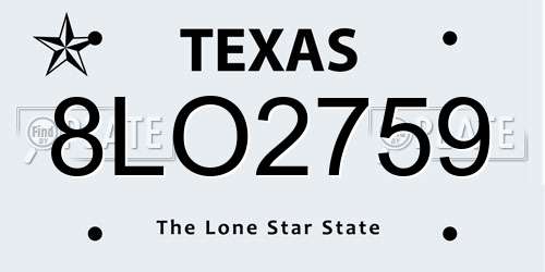 8LO2759 Texas License Plate
