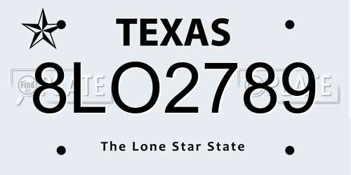 8LO2789 Texas License Plate