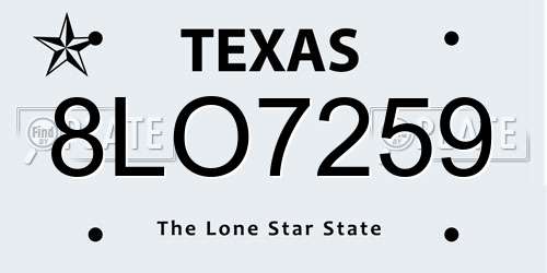 8LO7259 Texas License Plate