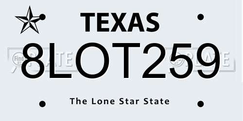 8LOT259 Texas License Plate