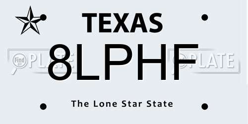8LPHF Texas License Plate