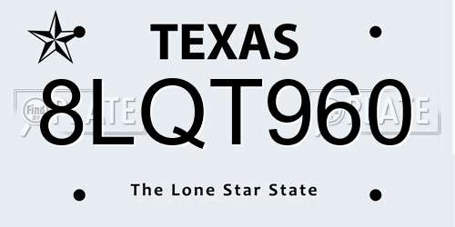 8LQT960 Texas License Plate