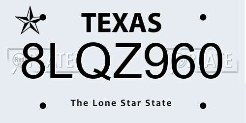 8LQZ960 Texas License Plate