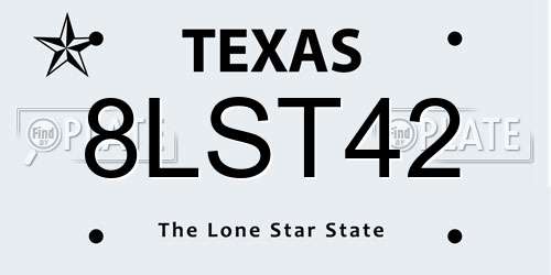 8LST42 Texas License Plate