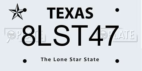8LST47 Texas License Plate