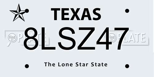 8LSZ47 Texas License Plate