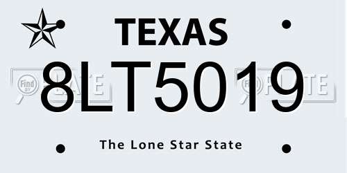 8LT5019 Texas License Plate
