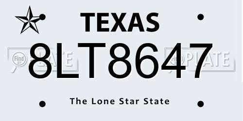 8LT8647 Texas License Plate