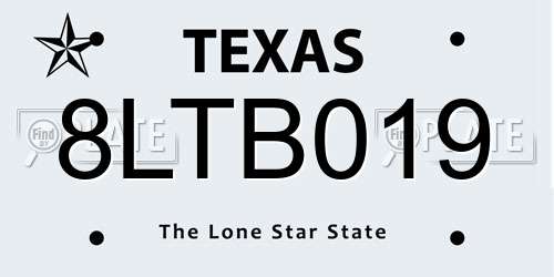 8LTB019 Texas License Plate