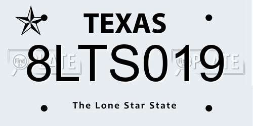 8LTS019 Texas License Plate