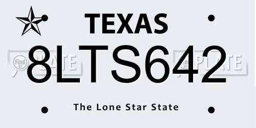 8LTS642 Texas License Plate