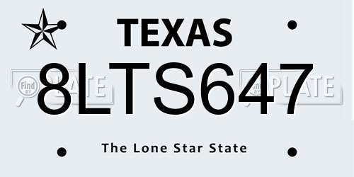 8LTS647 Texas License Plate