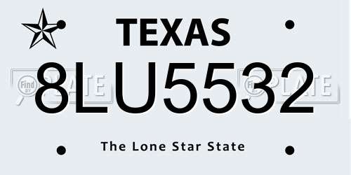 8LU5532 Texas License Plate