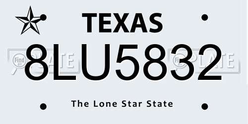 8LU5832 Texas License Plate