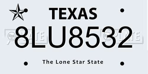 8LU8532 Texas License Plate