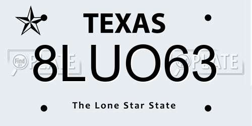 8LUO63 Texas License Plate