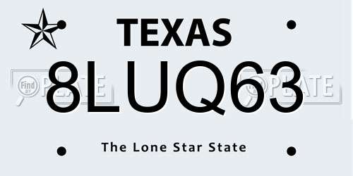 8LUQ63 Texas License Plate