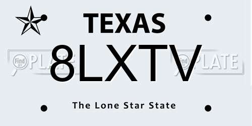 8LXTV Texas License Plate