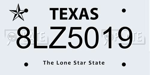 8LZ5019 Texas License Plate