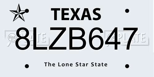 8LZB647 Texas License Plate