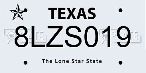 8LZS019 Texas License Plate