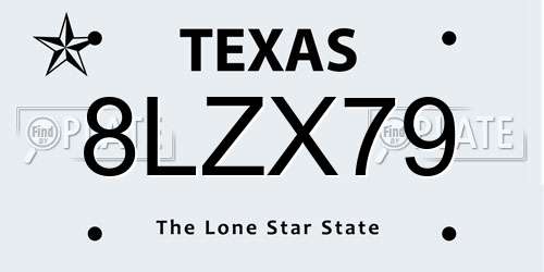 8LZX79 Texas License Plate