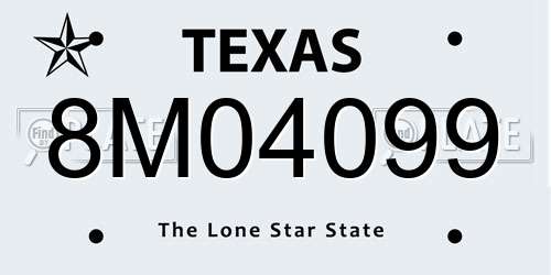 8M04099 Texas License Plate