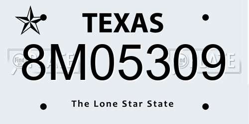 8M05309 Texas License Plate