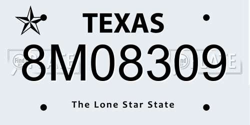 8M08309 Texas License Plate