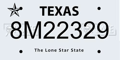 8M22329 Texas License Plate