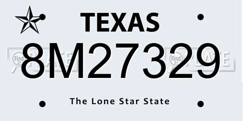 8M27329 Texas License Plate