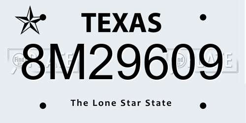8M29609 Texas License Plate